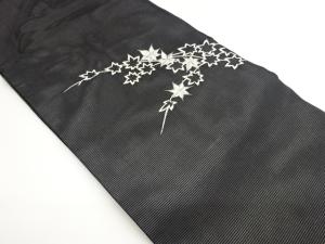 絽紅葉模様刺繍名古屋帯